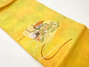 引箔扇に時代人物模様織出し名古屋帯